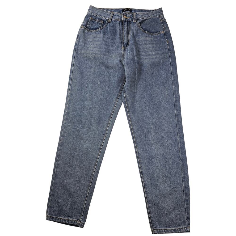 Nasty Gal Jeans UK 10 US 8 Tapered High Waist Mom Blue Denim wide leg 90s EUC